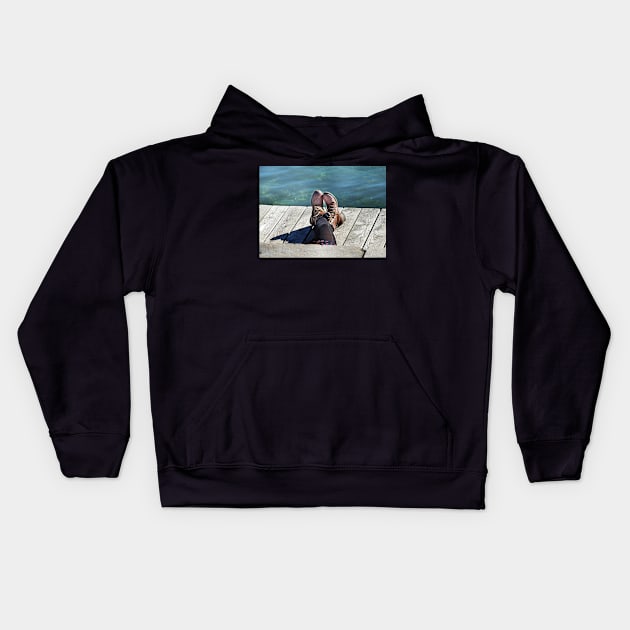 Enjoying A Sunny Day On Lake Geneva Kids Hoodie by AlexaZari